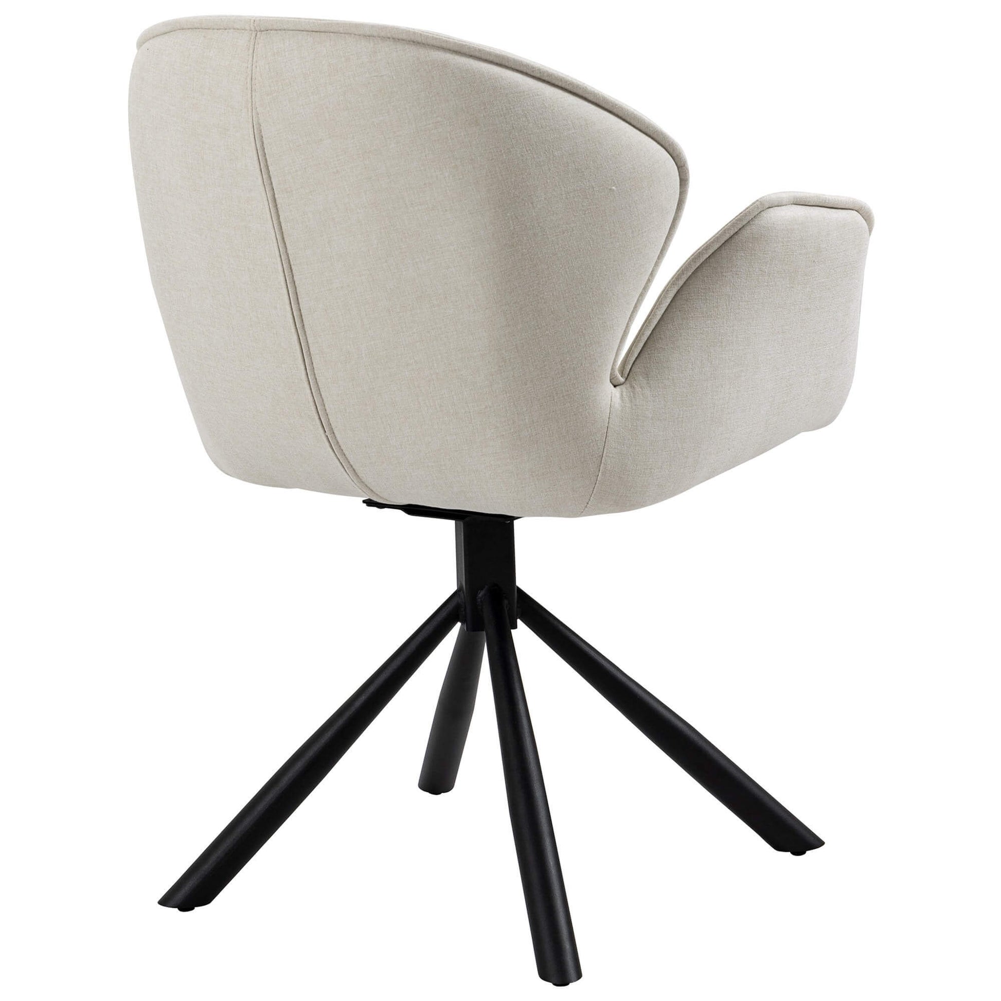 Everton | Modern Fabric Swivel Dining Chair with Arms | Beige