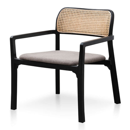 Garner | Grey Upholstered Rattan Wooden Dining Chair | Caramel Grey