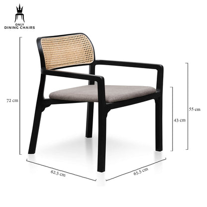 Garner | Grey Upholstered Rattan Wooden Dining Chair | Caramel Grey