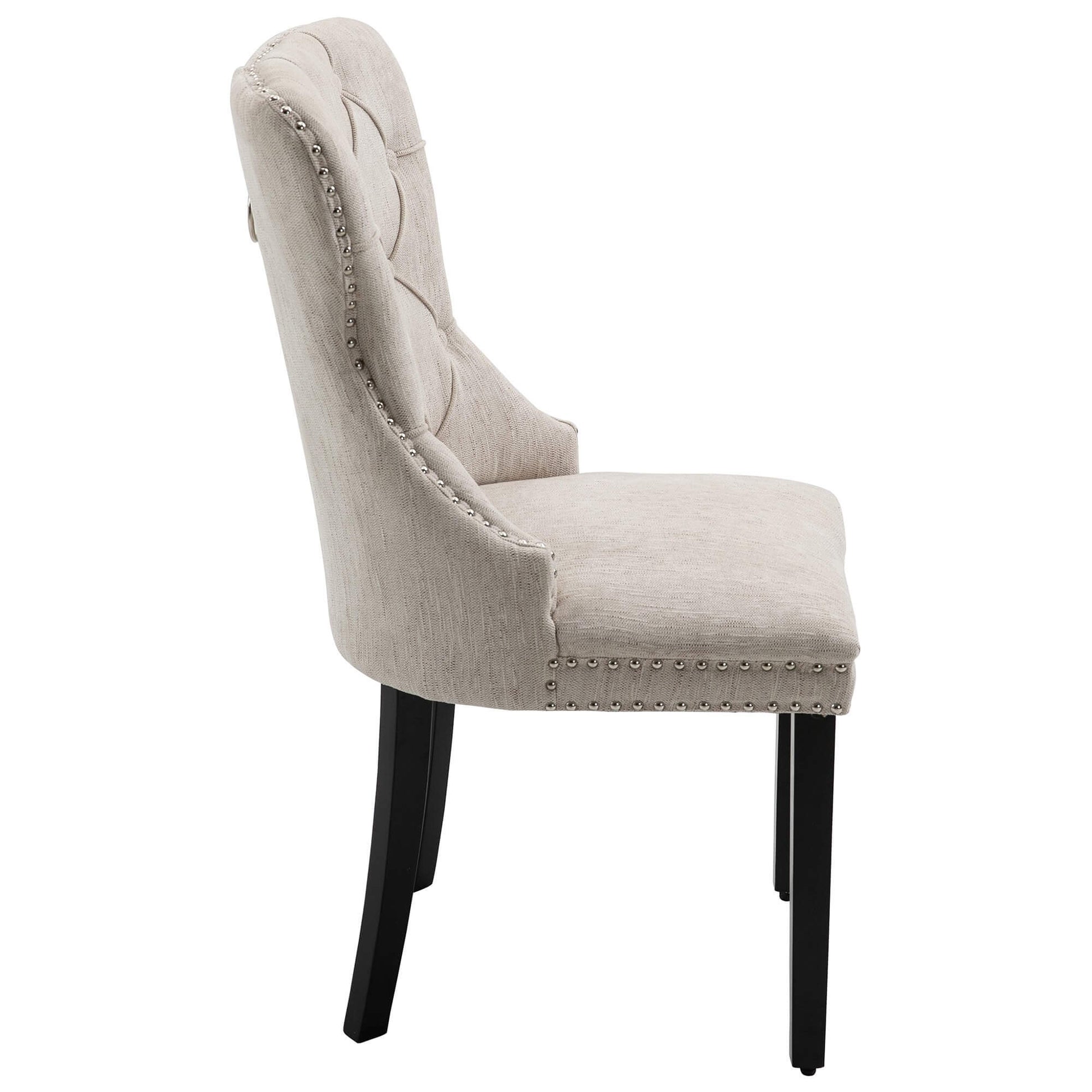 Genoa Version 1 | Fabric French Provincial Wooden Dining Chairs | Set Of 2 | Beige