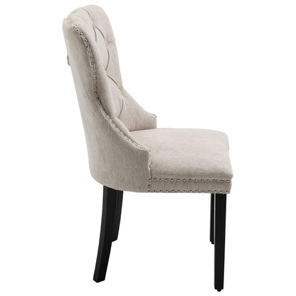 Genoa Version 1 | Fabric French Provincial Wooden Dining Chairs | Set Of 2 | Beige
