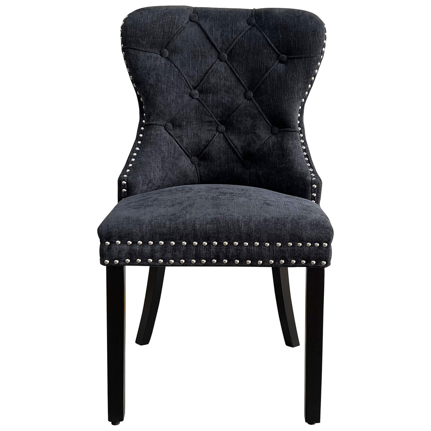 Genoa Version 1 | Fabric French Provincial Wooden Dining Chairs | Set Of 2 | Black