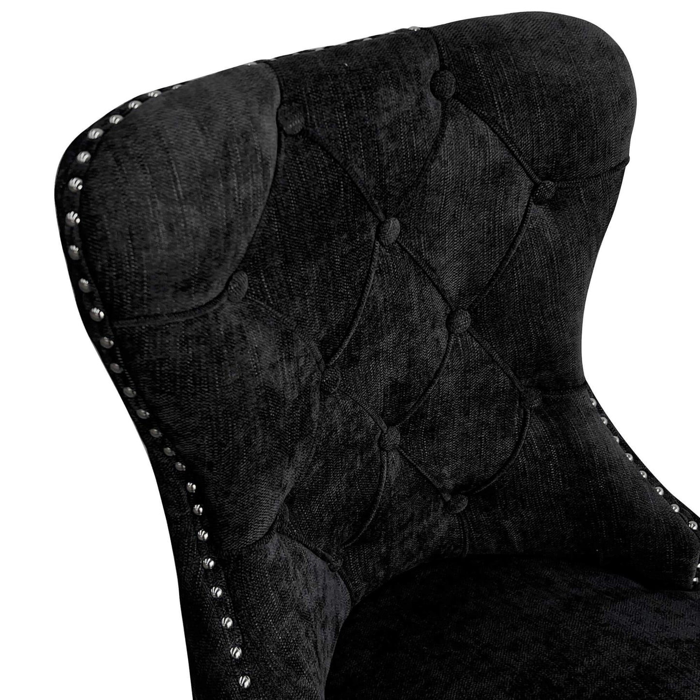 Genoa Version 1 | Fabric French Provincial Wooden Dining Chairs | Set Of 2 | Black
