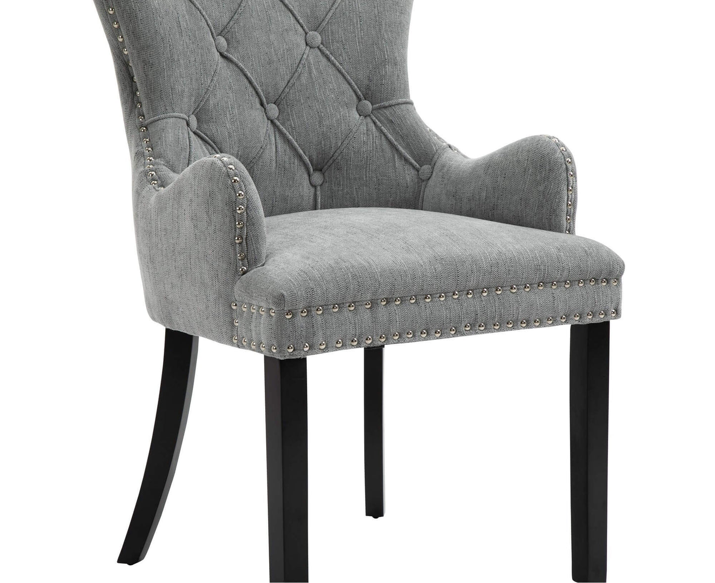 Genoa Version 1 | Fabric French Provincial Wooden Dining Chairs With Arms | Set Of 2 | Grey