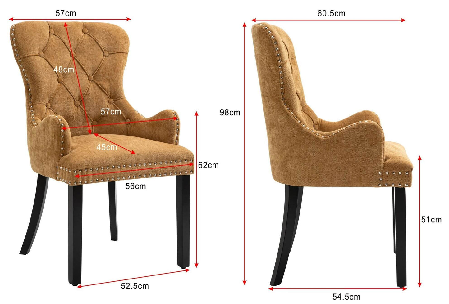 Genoa Version 1 | Fabric French Provincial Wooden Dining Chairs With Arms | Set Of 2 | Mustard
