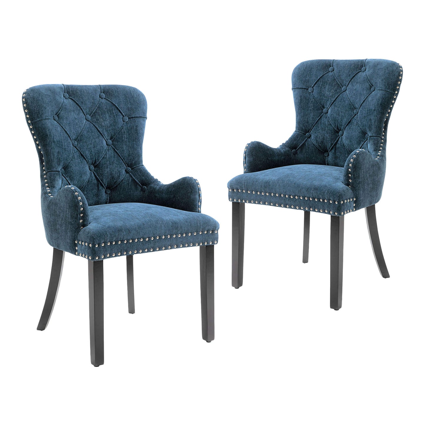 Genoa Version 1 | Fabric French Provincial Wooden Dining Chairs With Arms | Set Of 2 | Navy