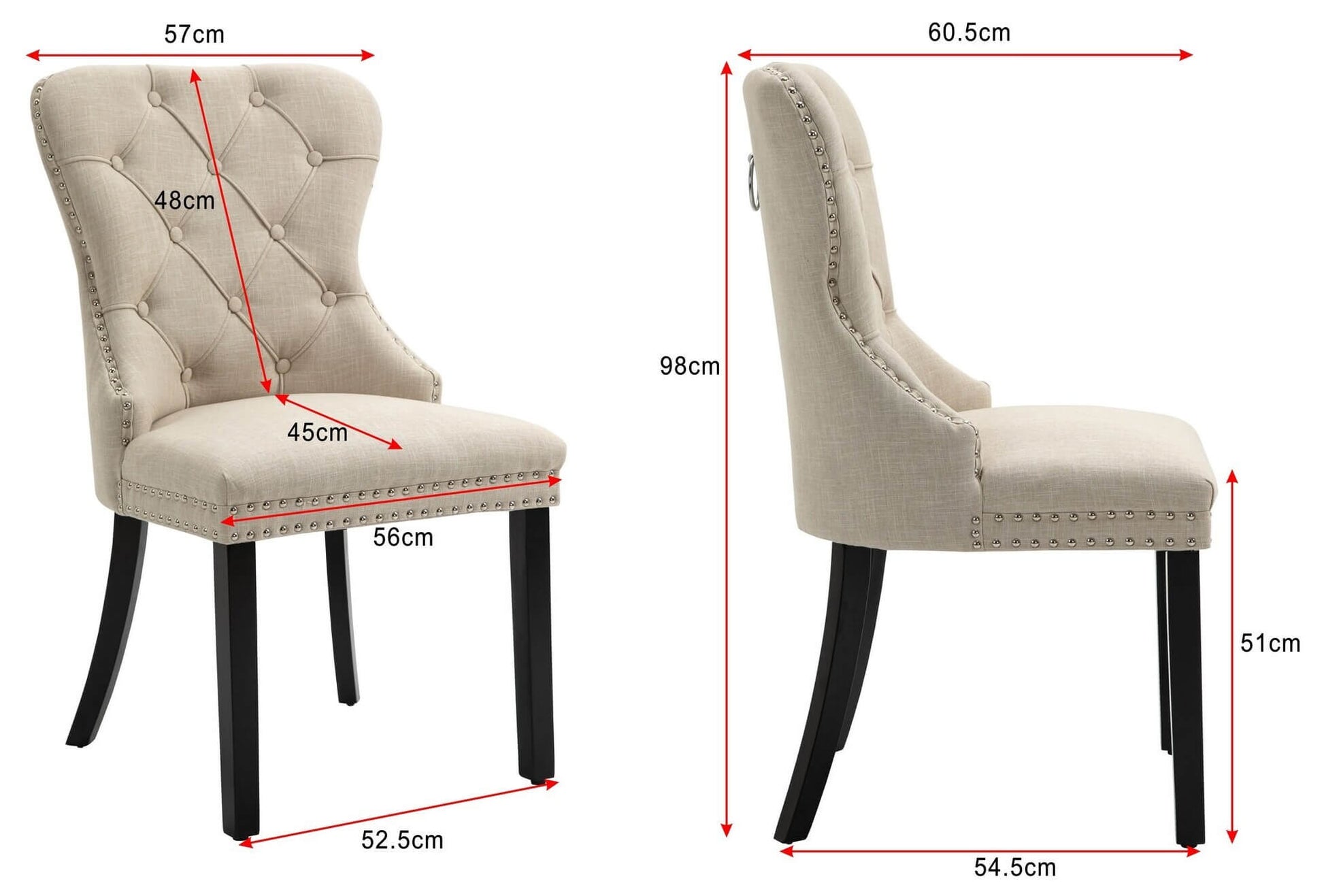 Genoa Version 2 | Beige Fabric French Provincial Wooden Dining Chairs | Set of 2 | Beige