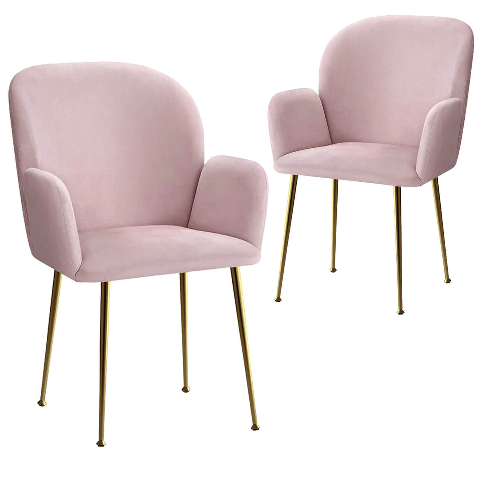 Glenview | Modern Velvet Dining Chairs With Arms | Set Of 2 | Pink