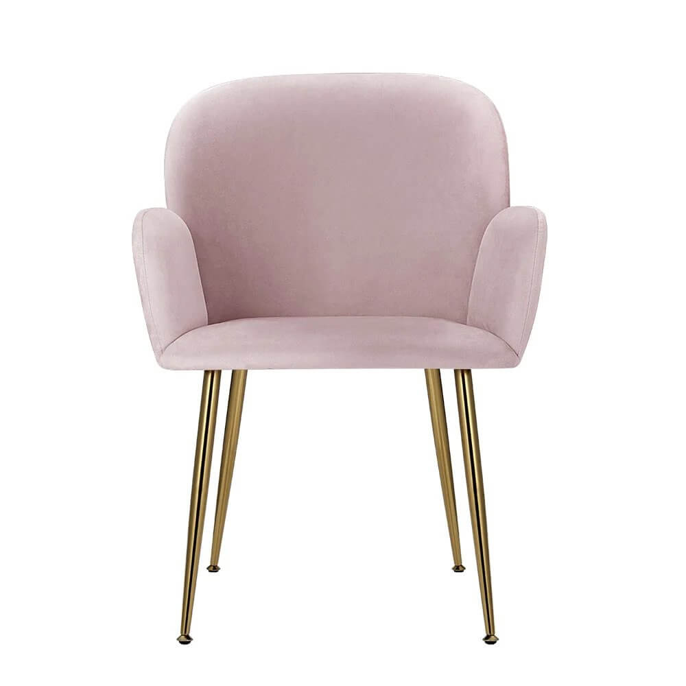 Glenview | Modern Velvet Dining Chairs With Arms | Set Of 2 | Pink