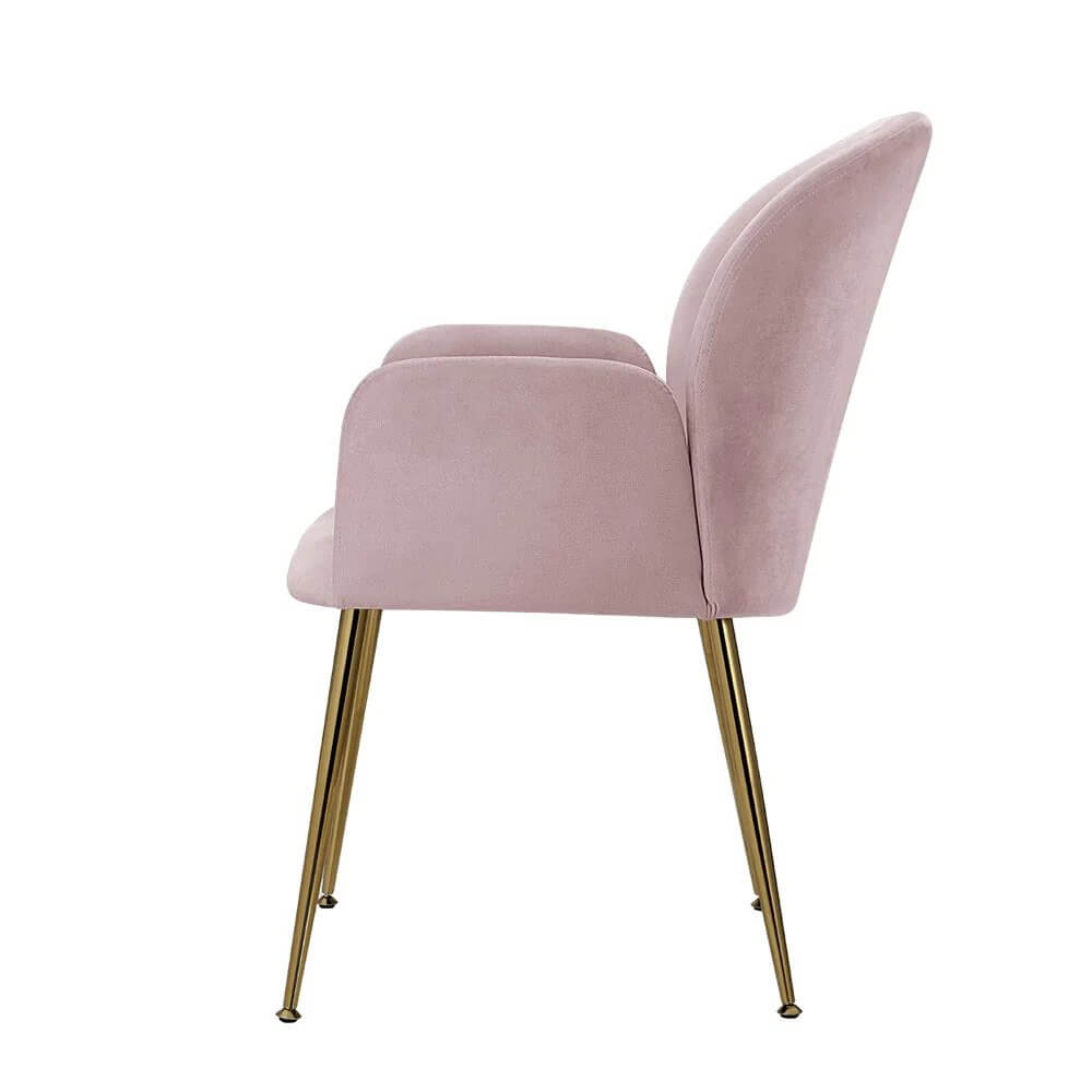 Glenview | Modern Velvet Dining Chairs With Arms | Set Of 2 | Pink