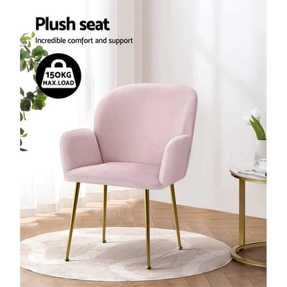 Glenview | Modern Velvet Dining Chairs With Arms | Set Of 2 | Pink