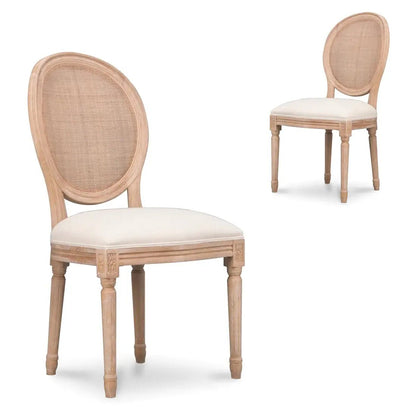 Gothenburg | French Provincial Wooden Rattan Dining Chairs | Set Of 2 | Beige