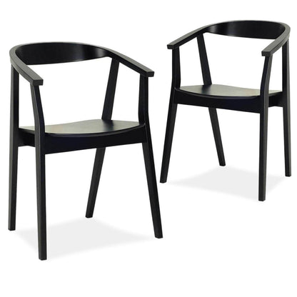 Granada | Natural Modern Wooden Dining Chairs | Set Of 2 | Black
