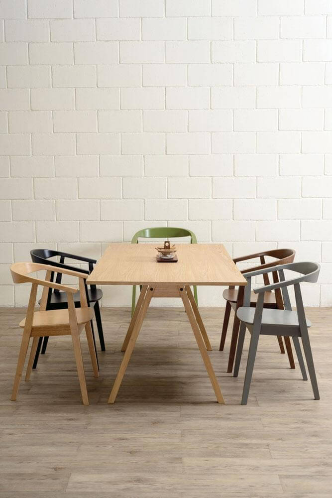 Granada | Natural Modern Wooden Dining Chairs | Set Of 2 | Black
