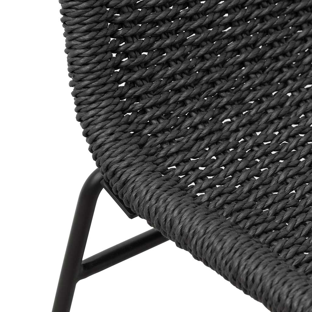 Havana | Coastal Metal Natural Rattan Bar Stools | Set Of 2 | Black