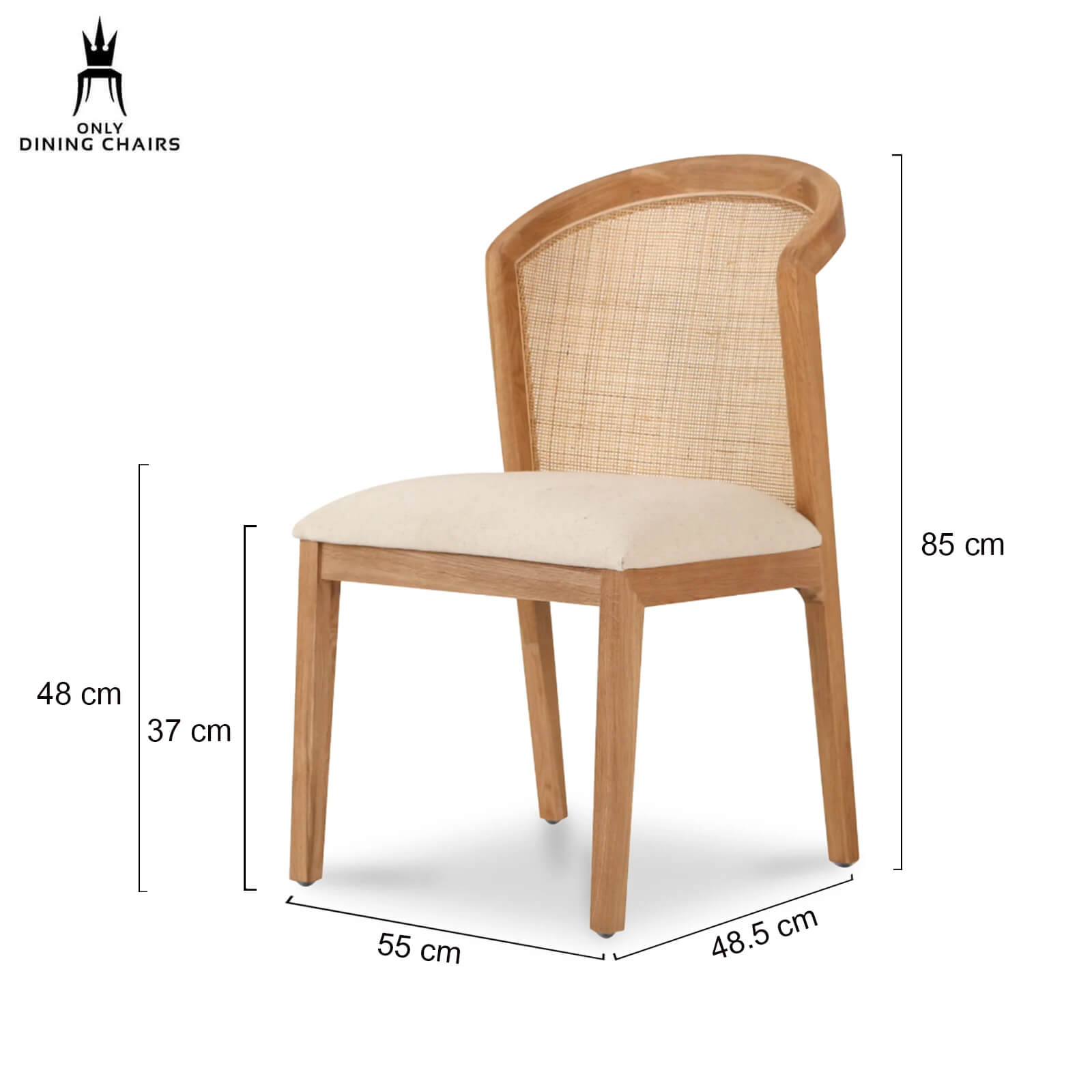 Highfield | Light Beige Cane Commercial Wooden Dining Chair | Natural