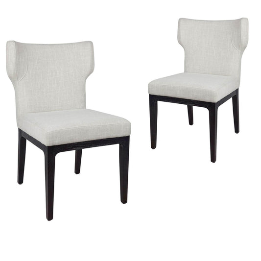 Hilltop Version 1 | French Provincial Natural Fabric Black Wooden Dining Chairs | Set Of 2 | Natural