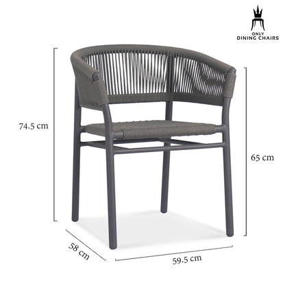 Isaac | Black Metal Outdoor Dining Chair With Arms | Black