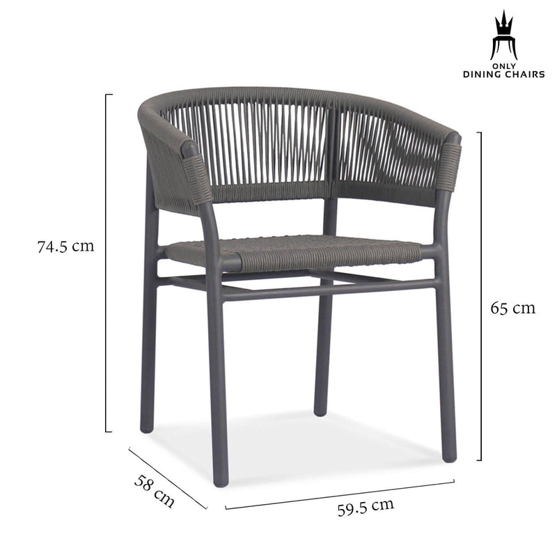 Black Metal Outdoor Dining Chair With Arms Isaac Coated Frame