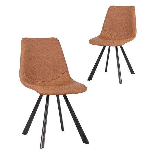 Jarvis | Contemporary Commercial PU Leather Dining Chairs | Set Of 2 | Tan