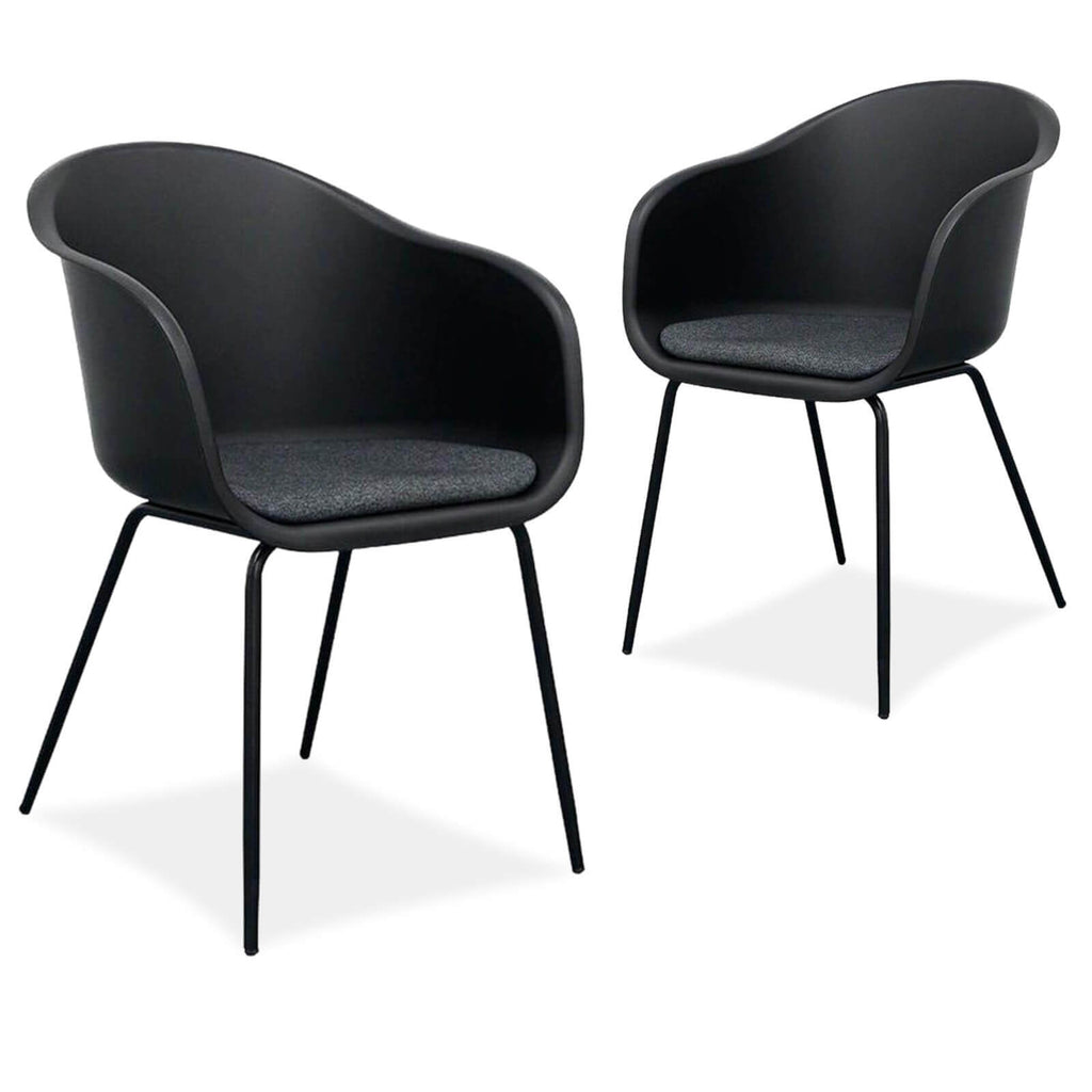 Kaida | Plastic Mid Century Dining Chairs | Set Of 2 | Black