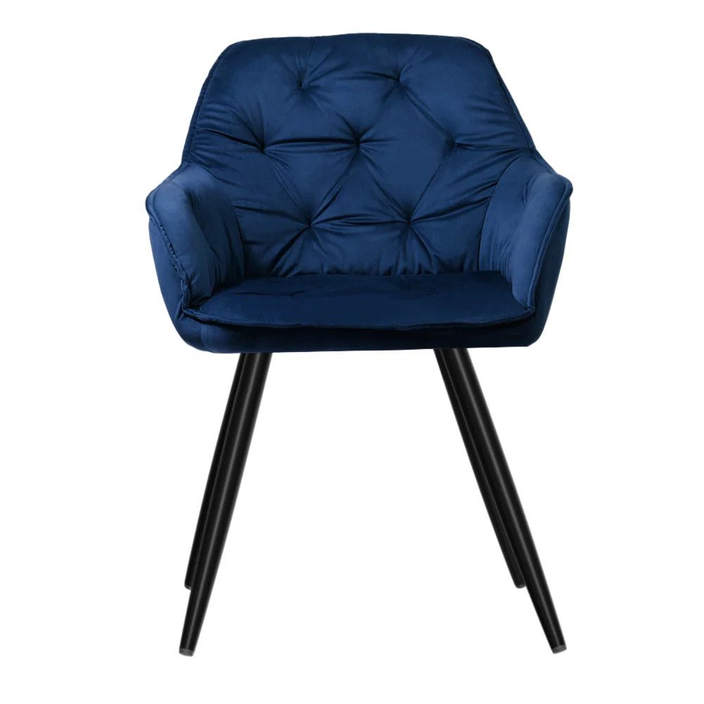 Kingscliff | Modern Velvet Dining Chairs With Arms | Set Of 2 | Blue