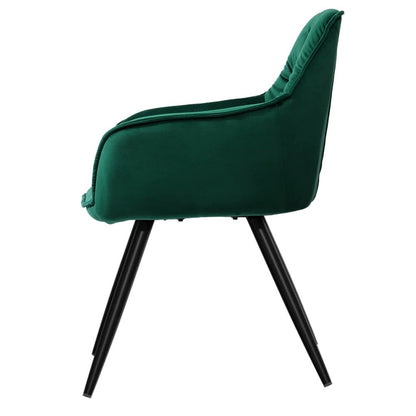 Kingscliff | Modern Velvet Dining Chairs With Arms | Set Of 2 | Green