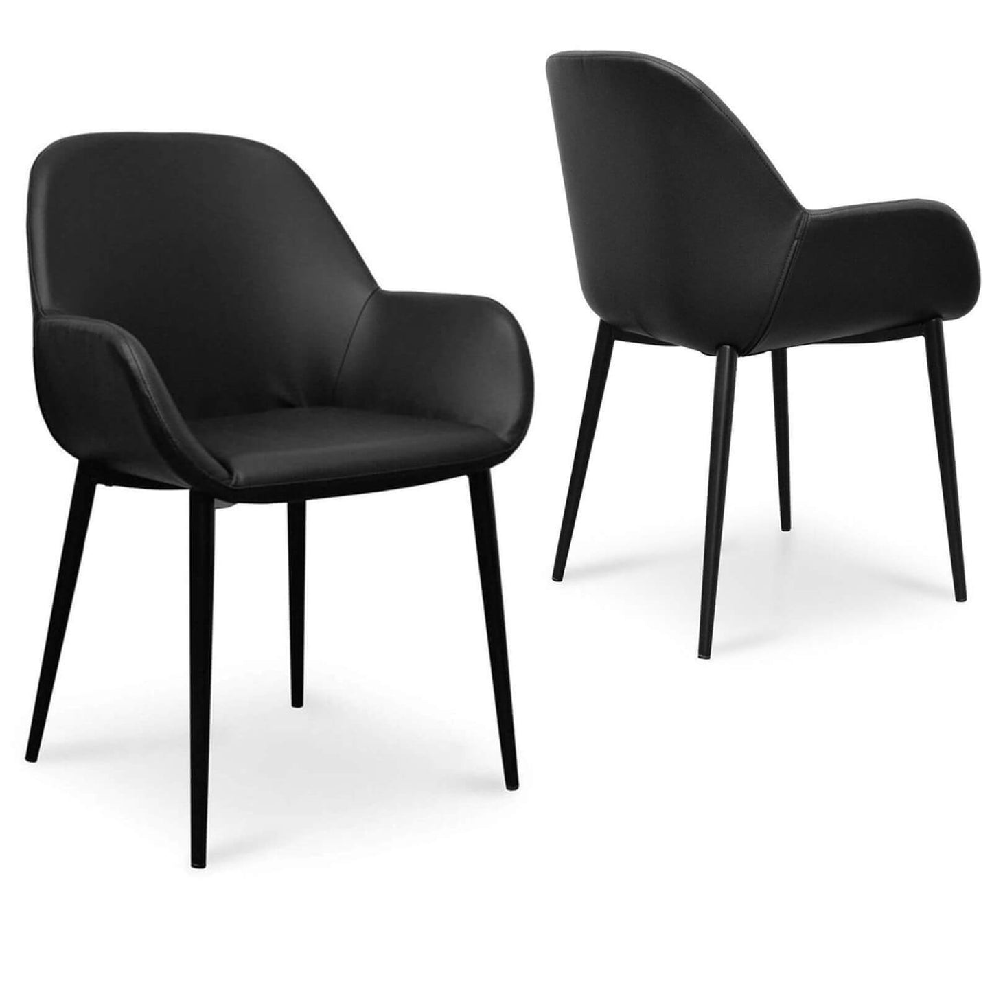 Lamont | Modern Black Leather Dining Chairs | Set Of 2 | Black