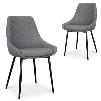 Langholm | Grey Fabric Modern Dining Chairs | Set Of 2 | Dark Grey