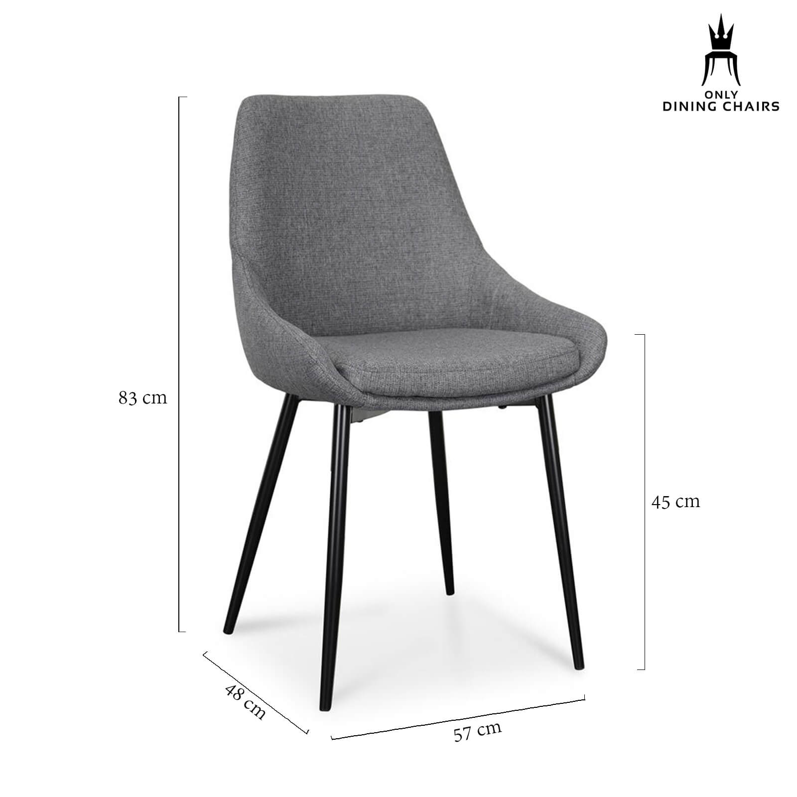 Langholm | Grey Fabric Modern Dining Chairs | Set Of 2 | Dark Grey