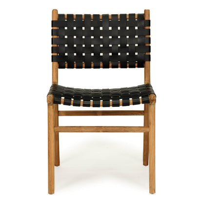 Lindeman Version 1 White, Tan, Natural, Black Coastal Leather Wooden Dining Chairs