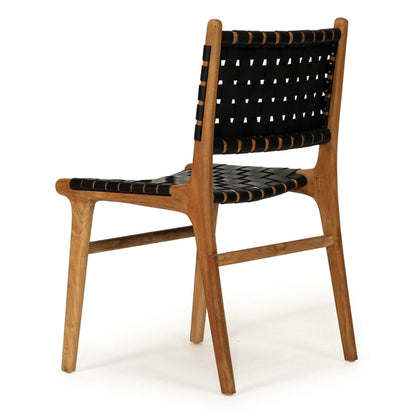 Lindeman Version 1 White, Tan, Natural, Black Coastal Leather Wooden Dining Chairs