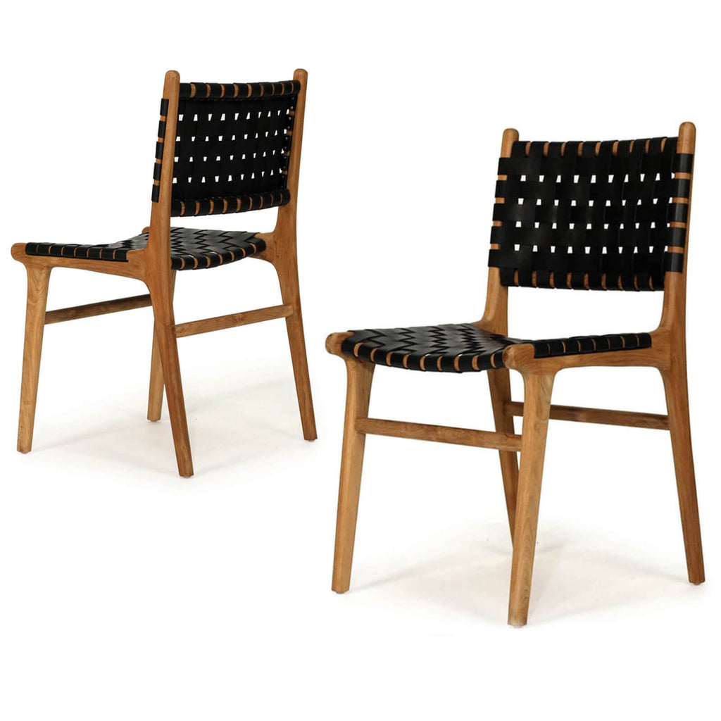 Lindeman Version 1 | Coastal Leather Wooden Dining Chairs | Set Of 2