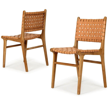 Lindeman Version 1 | Coastal Leather Wooden Dining Chairs | Set Of 2