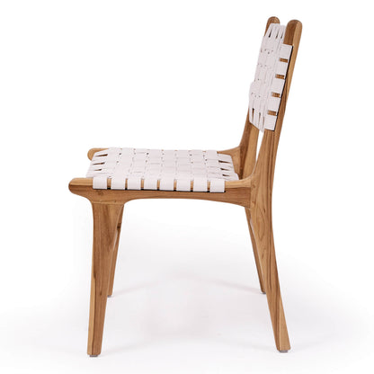 Lindeman Version 1 White, Tan, Natural, Black Coastal Leather Wooden Dining Chairs