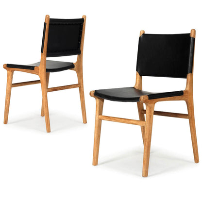 Lindeman Version 2 | Coastal Leather Wooden Dining Chairs | Set Of 2