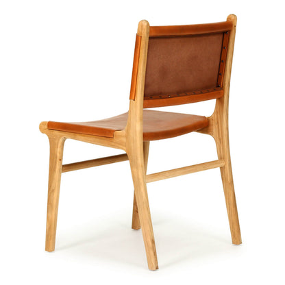 Lindeman Version 2 White, Tan, Natural, Black Coastal Leather Wooden Dining Chairs