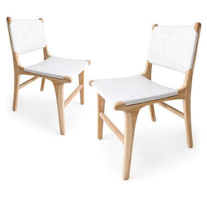 Lindeman Version 2 | Coastal Leather Wooden Dining Chairs | Set Of 2