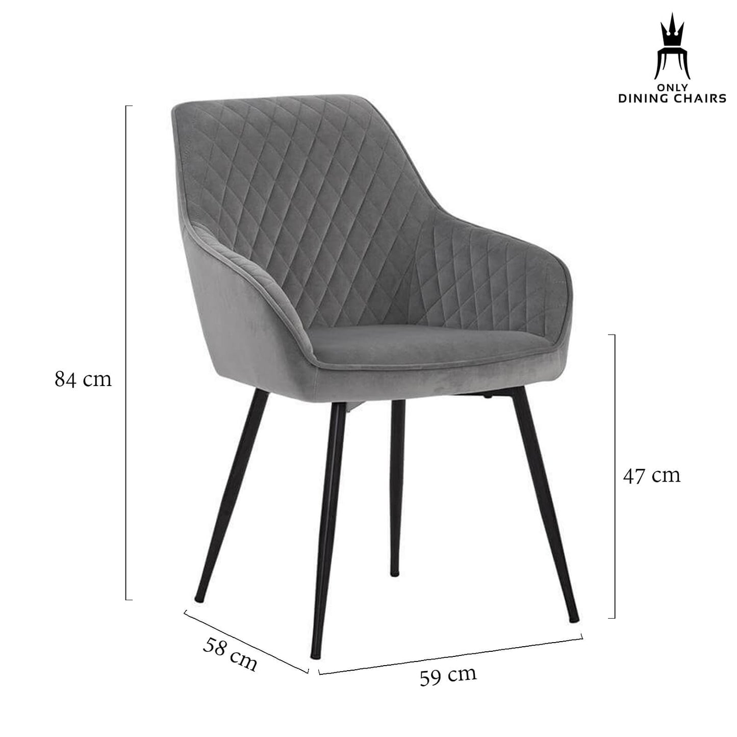 Liverpool | Brown, Grey Upholstered Modern Dining Chair | Set Of 2 | Grey