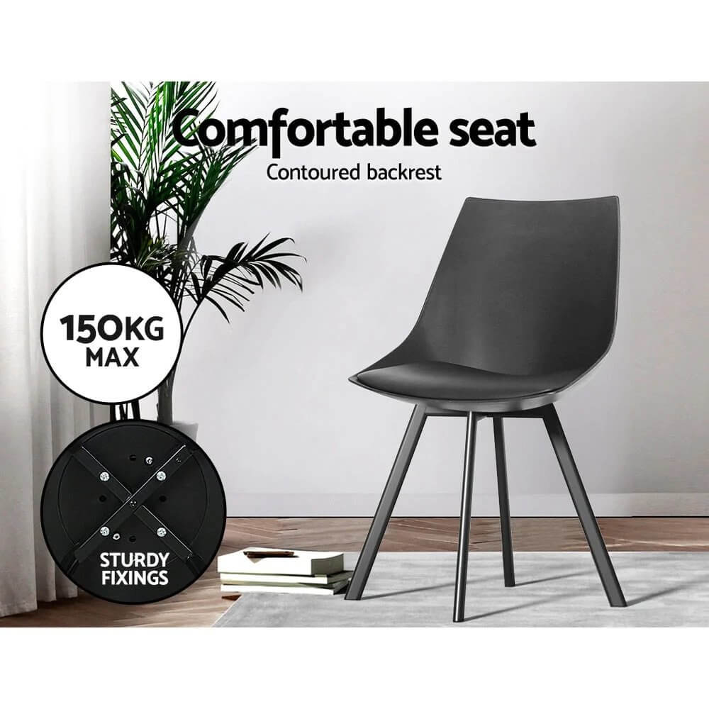 Lonsdale | Black And White Plastic PU Leather Dining Chairs | Set Of 2