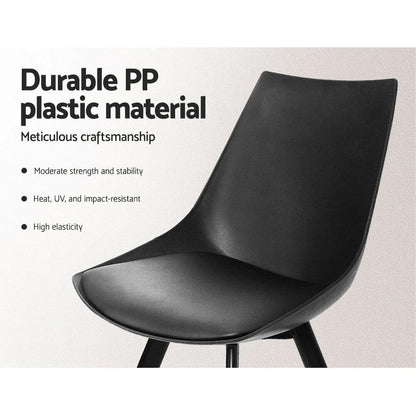 Lonsdale | Black And White Plastic PU Leather Dining Chairs | Set Of 2 | Black