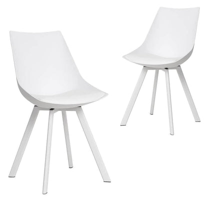 Lonsdale | Black And White Plastic PU Leather Dining Chairs | Set Of 2 | White