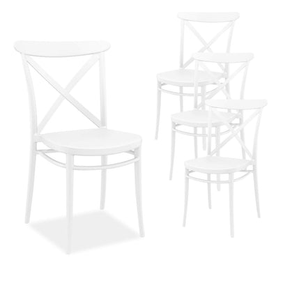 Madden | Country, Stackable, Plastic Outdoor Dining Chairs | Set Of 4