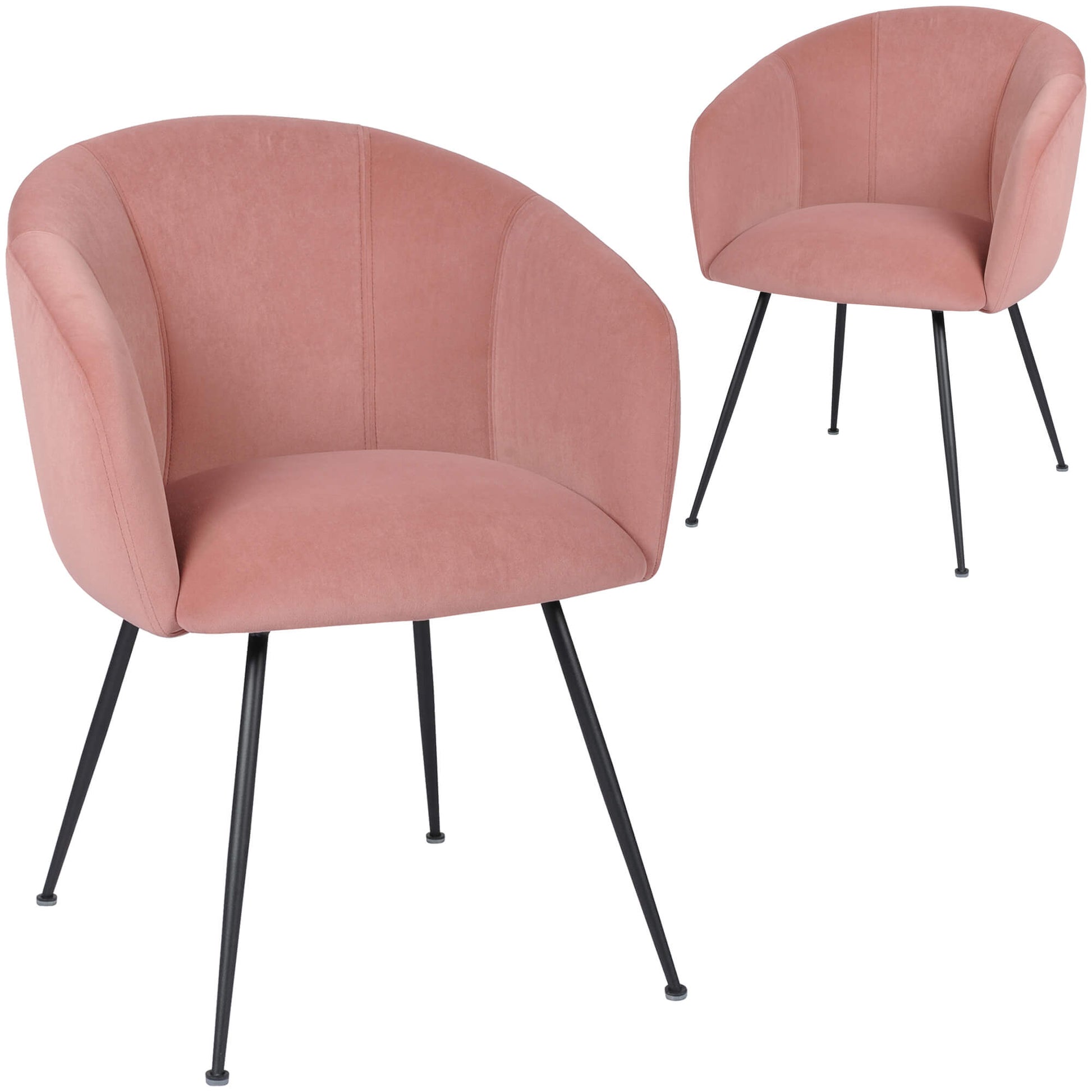 Mansfield | Modern Metal Velvet Dining Chairs With Arms | Set Of 2 | Blush