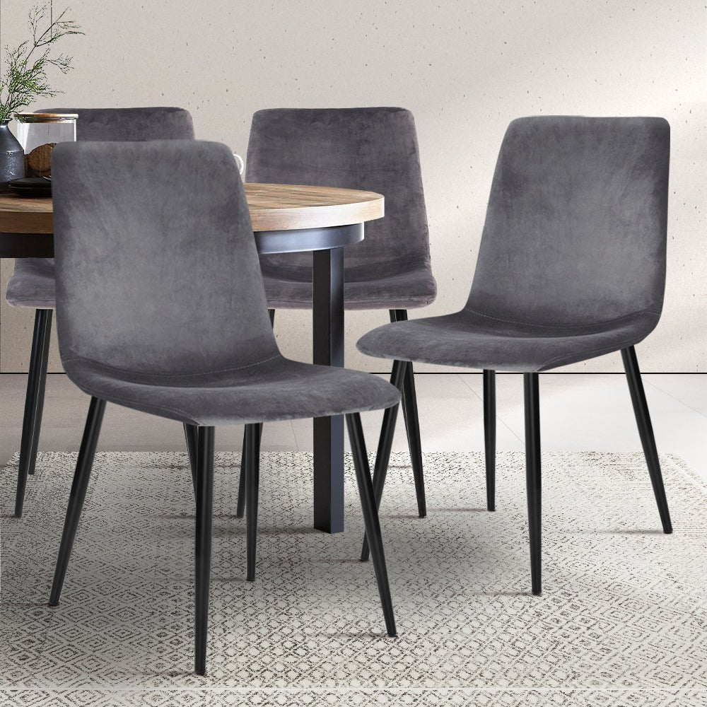 Marion | Grey Velvet Dining Chairs | Set Of 4 | Grey