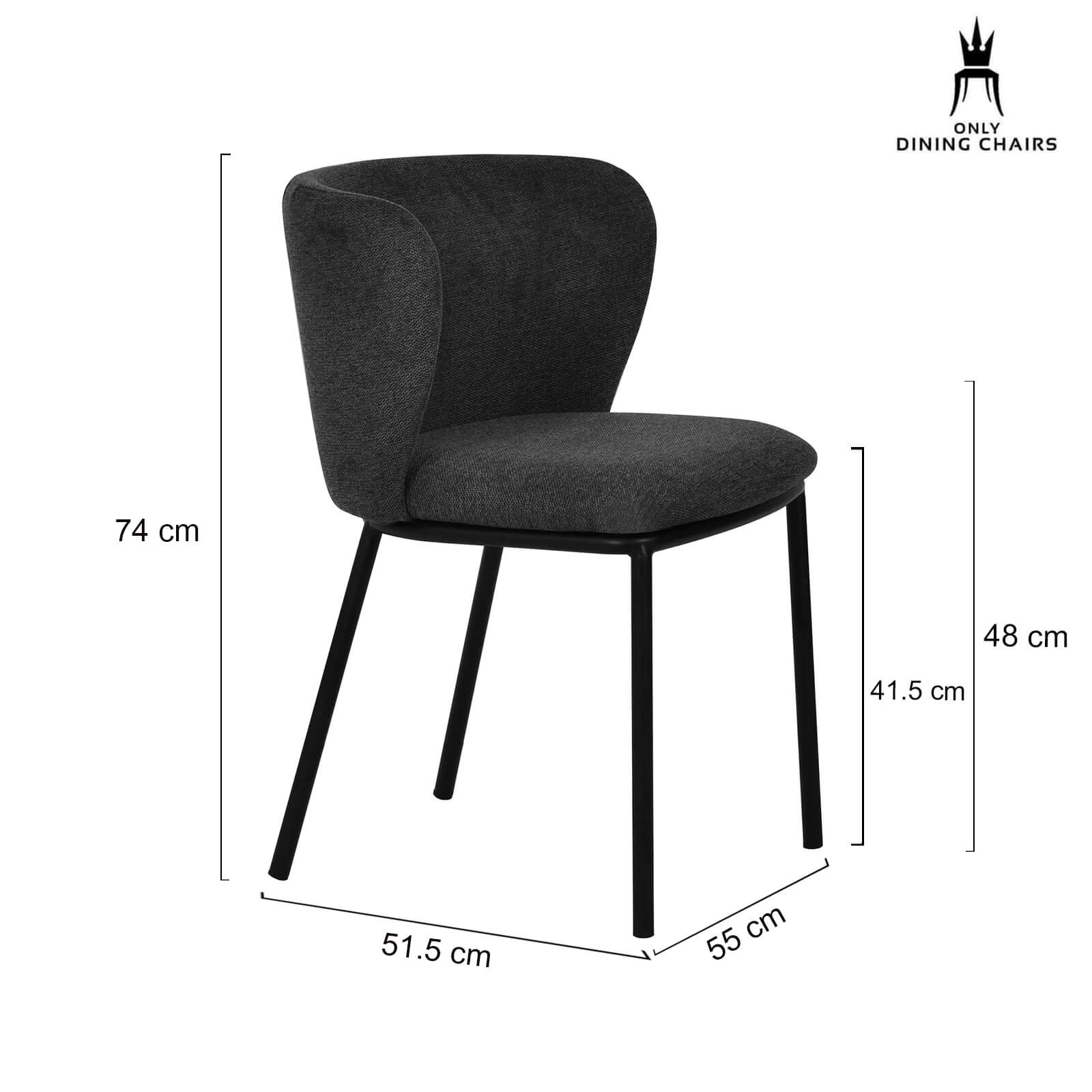 Marli | Charcoal Grey Modern Metal Fabric Dining Chairs | Set of 2 | Charcoal