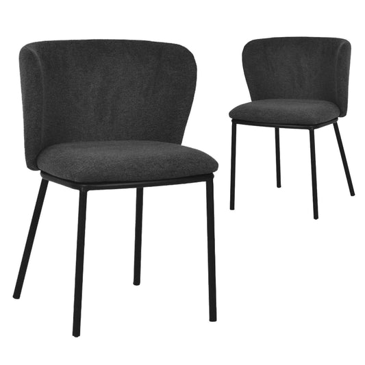 Marli | Charcoal Grey Modern Metal Fabric Dining Chairs | Set of 2 | Charcoal