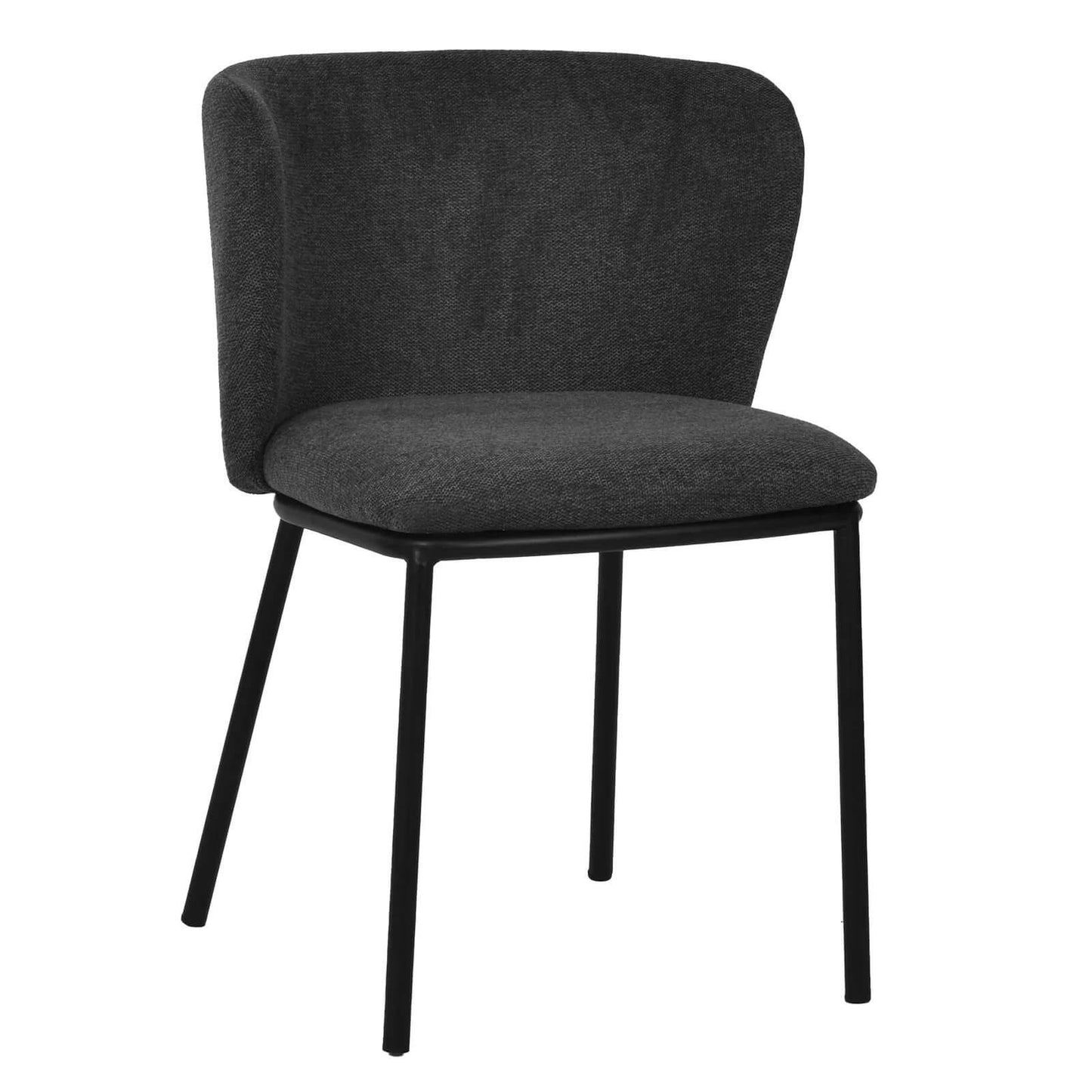 Marli | Charcoal Grey Modern Metal Fabric Dining Chairs | Set of 2 | Charcoal