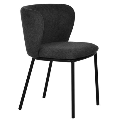 Marli | Charcoal Grey Modern Metal Fabric Dining Chairs | Set of 2 | Charcoal