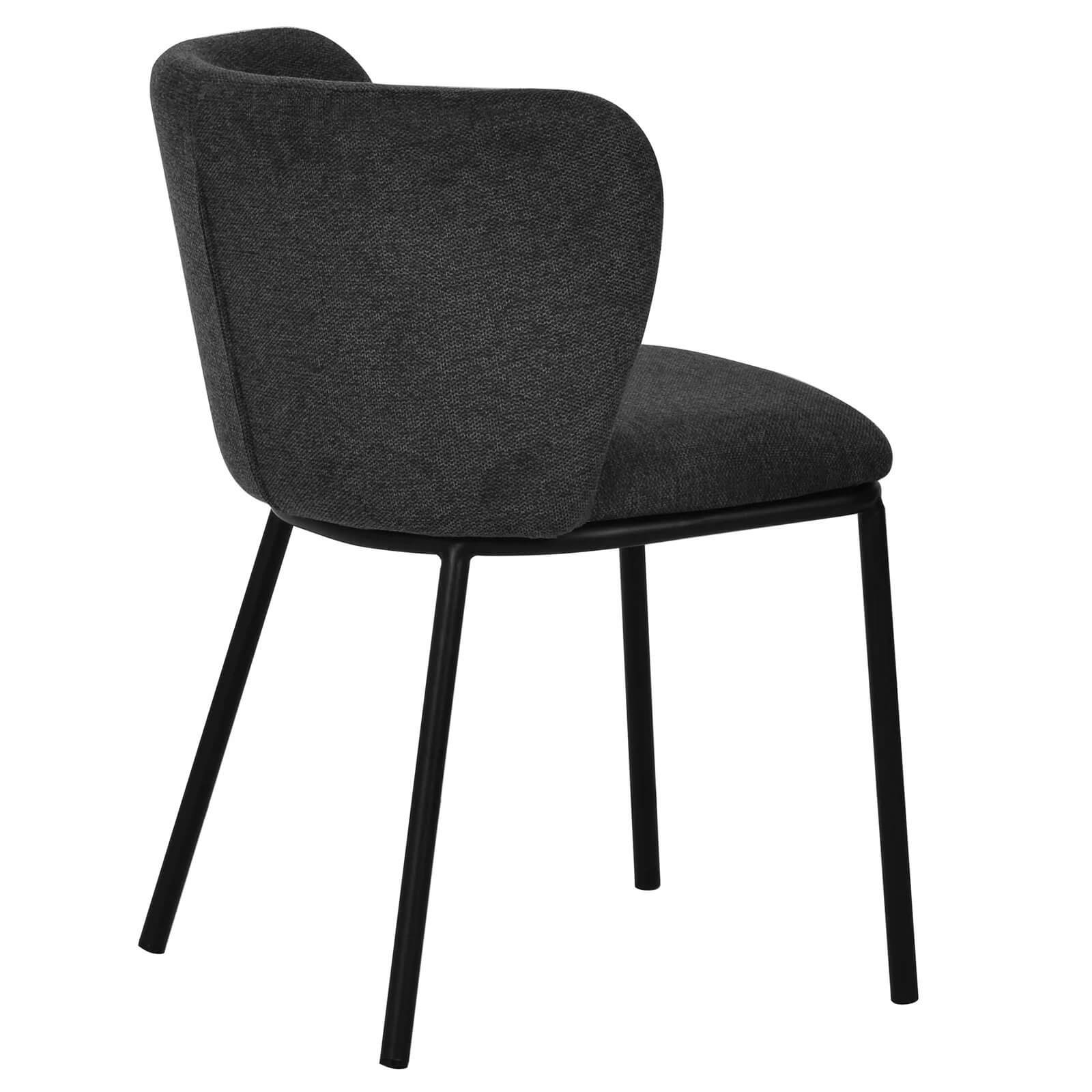 Marli | Charcoal Grey Modern Metal Fabric Dining Chairs | Set of 2 | Charcoal